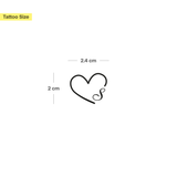 Tatouage cœur avec initiales (A-Z)