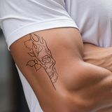 Tête de mort enflammée avec rose