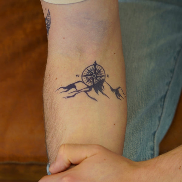 Mountain and Compass Tattoo