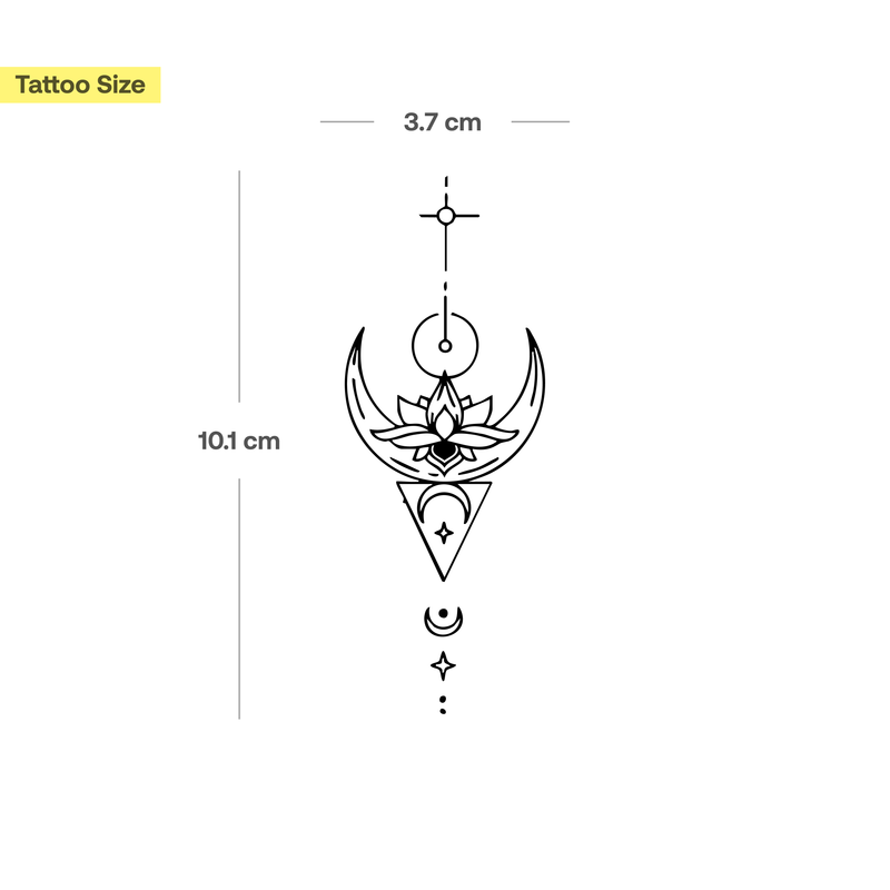 Lotus und Mond Elemente Tattoo