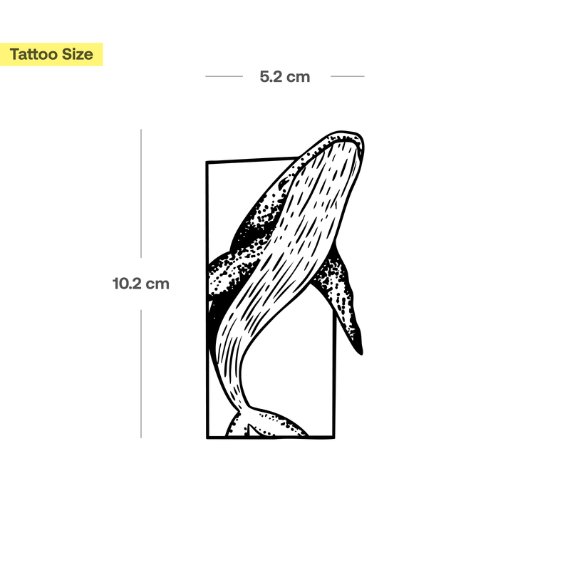 Blue Whale in Rectangle Tattoo
