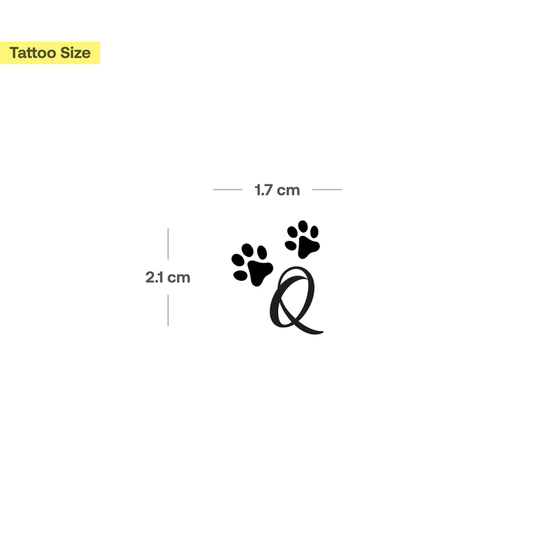 Pfoten mit Initialen Tattoo (A-Z)