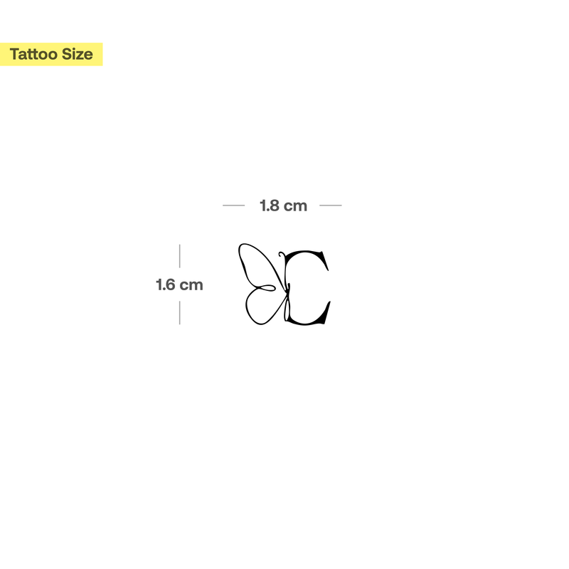 Tatouage papillon avec initiales (A-Z)