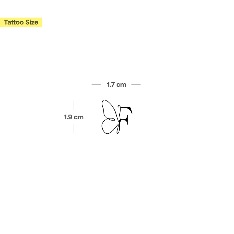 Tatouage papillon avec initiales (A-Z)