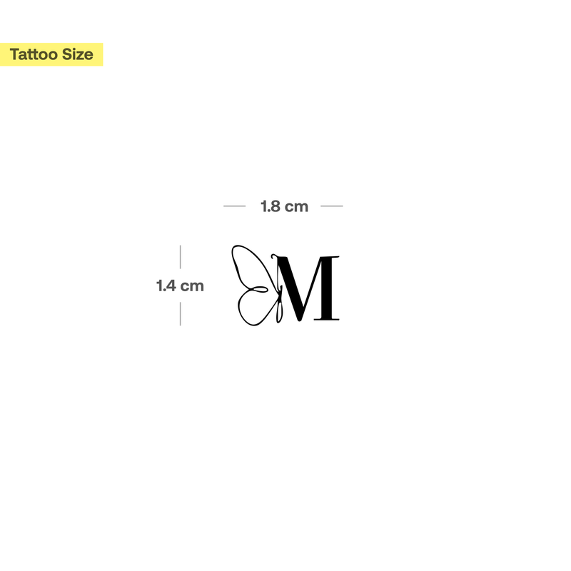Tatouage papillon avec initiales (A-Z)