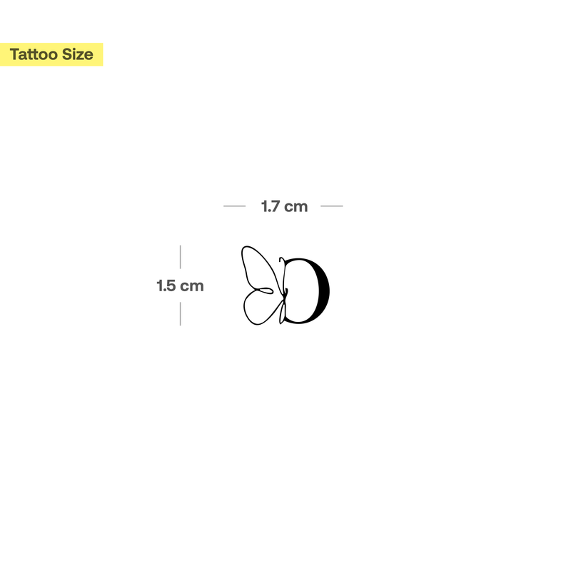 Tatouage papillon avec initiales (A-Z)