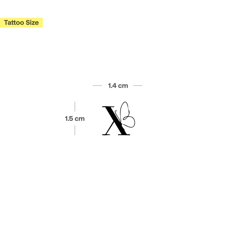 Tatouage papillon avec initiales (A-Z)